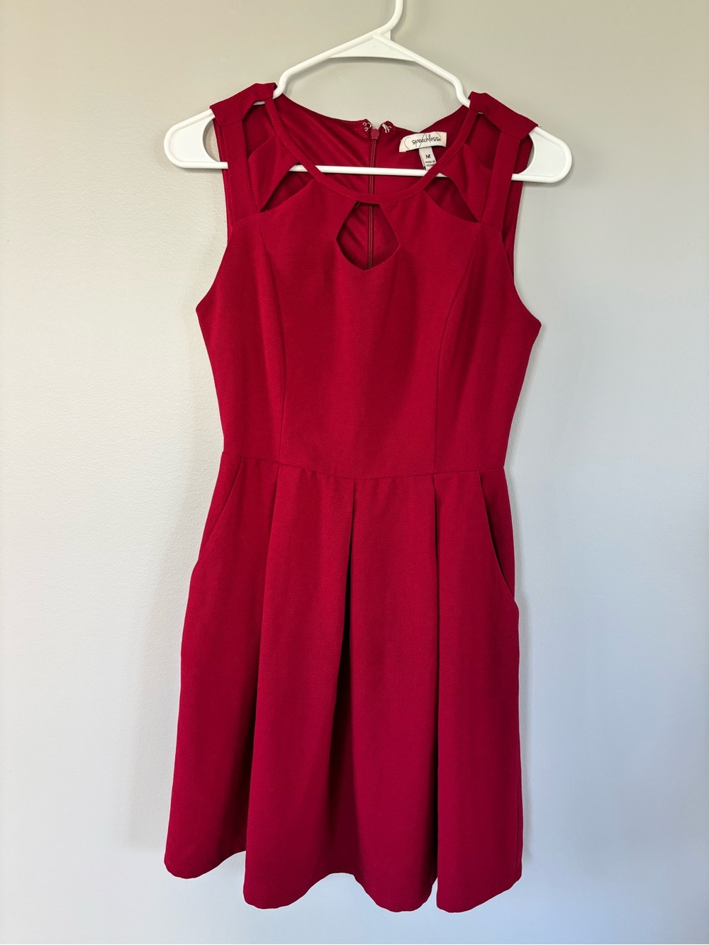Red Cutout Sleeveless Fit-and-Flare Dress